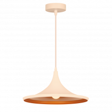 Люстра подвесная с широким плафоном белая с золотым бликом, цоколь E27