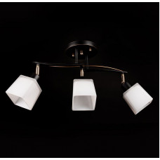 Люстра стельова 3 плафони чорна із золотом скляна E27