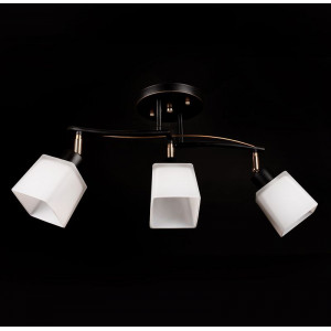 Люстра стельова 3 плафони чорна із золотом скляна E27