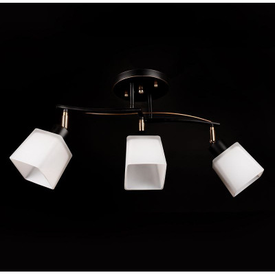 Люстра стельова 3 плафони чорна із золотом скляна E27