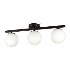 Люстра стельова 670×200мм чорна 3 плафони E27 скляні кулі