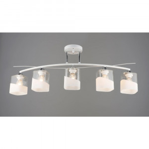 Люстра стельова біла з хромом на 5 ламп E27