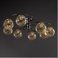 Люстра стельова чорна на 8 скляних плафонів E14