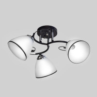 Потолочная люстра черная с белыми плафонами 3 патрона E27