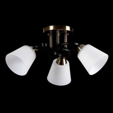 Потолочная люстра на 3 плафона бронза черное стекло E27 520×230