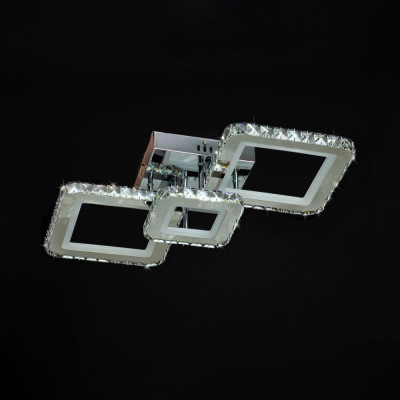 Люстра светодиодная с хрустальными квадратами 112Вт 3000-6500К регулировка света хром