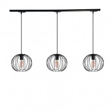 Люстра трекова підвісна 3 плафони куля цоколь Е27 чорна металева