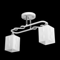 Люстра в стилі мінімалізм білий метал, рельєфне скло 2 лампи Е27