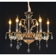 Люстра винтажная цепная на 6 ламп Е14 золото