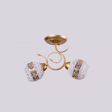 Люстра с 2 орнаментальными плафонами золотая патрон Е27