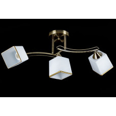 Люстра с геометрическим дизайном бронзовый каркас 3 матовые плафона Е27