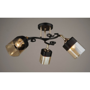 Люстра з рухомими плафонами 3 джерела світла Е27, скло/метал