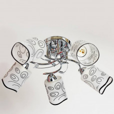 Люстра с узорчатыми плафонами цоколь E27 на 5 ламп, цвет хром