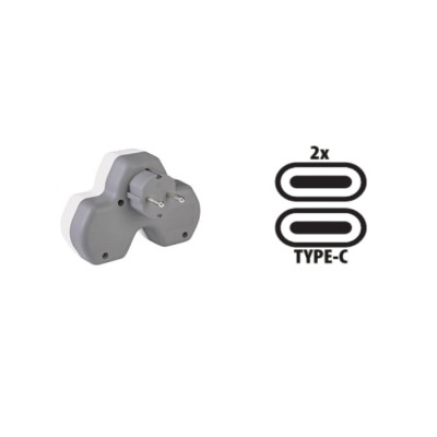 Сетевой разветвитель 16А на 2 розетки с 2 портами USB Type-C