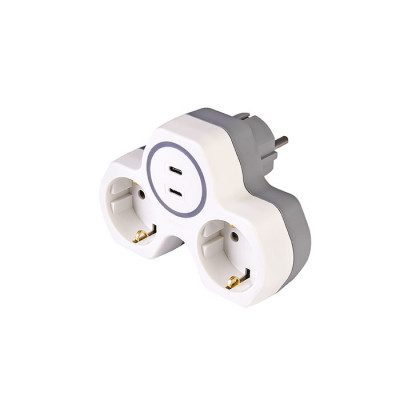Сетевой разветвитель 16А на 2 розетки с 2 портами USB Type-C
