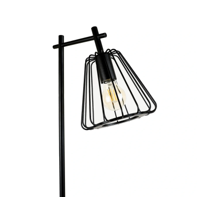 Металлический торшер модерн с открытым плафоном E27 черный