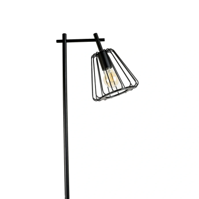 Металлический торшер модерн с открытым плафоном E27 черный