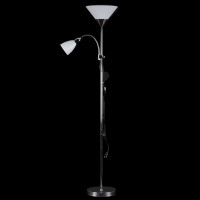 Металевий торшер з глянцевим хромованим покриттям дві лампи Е27/Е14