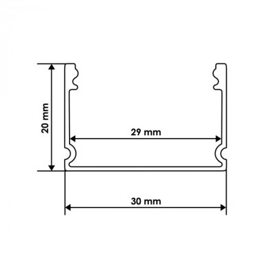 Накладний led профіль ЛП20 анодований 20х30мм чорний 2 метри (ціна 1м)