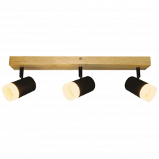 Накладний світильник на 3 плафони GU10 з дерев’яною основою 470 мм