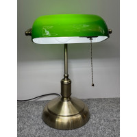 Настольная лампа библиотечная зеленый плафон металл 60 Вт цоколь Е27