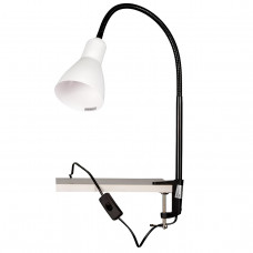 Лампа настільна біла струбцина E27 металевий плафон