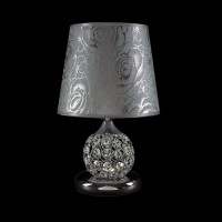 Настільна лампа з абажуром і led підсвіткою, хромована основа патрон E27