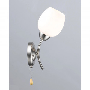 Настінне бра нікель з патроном E27 і мотузковим вимикачем