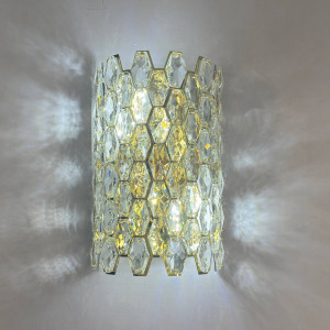 Настінний світильник з гексагональним кришталем 3 лампи E14