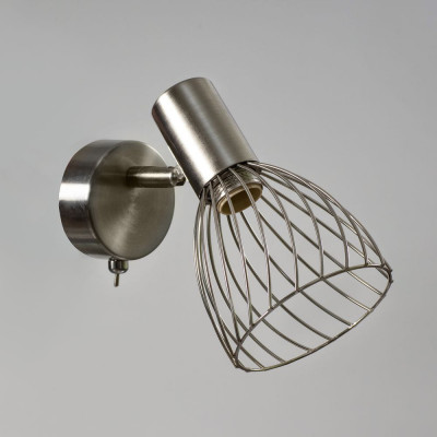 Настінний світильник з вимикачем декоративний плафон цоколь E14 хром