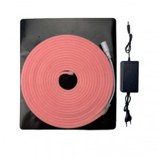 Неоновая 12V лента розовая 6×12 мм IP65 с блоком питания