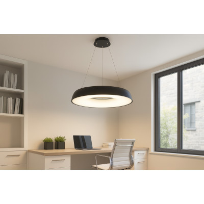 Підвісна led-люстра 80Вт 3200-6000К з регульованою висотою 300–1200 мм з пультом, чорна