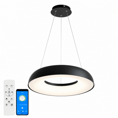 Подвесная led-люстра 80Вт 3200-6000К Ø580мм с регулируемой высотой 300–1200 мм с пультом, черная