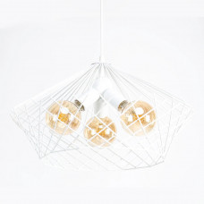 Підвісна люстра біла 3 патрони Е27 метал, регульований підвіс