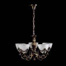 Подвесная люстра с 5 декоративными плафонами бронзовый металл, стекло Е27