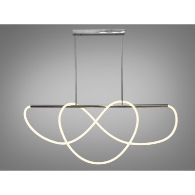 Подвесная светодиодная люстра 48W, волнистый дизайн хром теплый свет 3200K