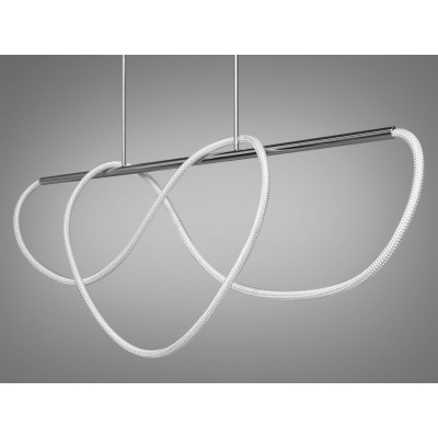 Подвесная светодиодная люстра 48W, волнистый дизайн хром теплый свет 3200K