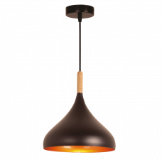 Підвісний світильник каплеподібної форми чорний з деревом цоколь Е27