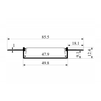 Профиль для LED ленты LS40 с рассеивателем 3м (цена 1 м)