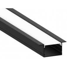 Профіль врізний чорний широкий 20*30 з матовим розсіювачем LS109 2м (ціна 1м)