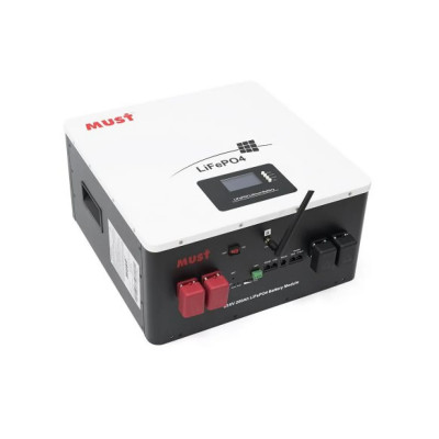 Резервне живлення сонячні панелі 445Вт + інвертор 5,5кВт автономний Premium Wi-Fi + 2шт LiFePO4 акумулятори 25.6V 200Ah 5120Вт (загальна ємність 10240Вт) + кабель для АКБ 500 мм