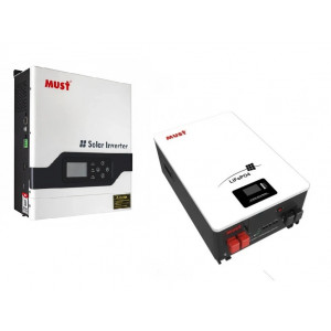 Резервное питание для квартиры комплект гибридный инвертор 3000 Вт Must PV1...