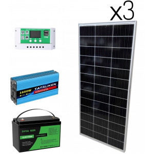Комплект солнечной электростанции : панели 3×170W + инвертор 800/1600Вт чис...
