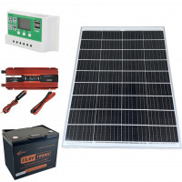 Резервне живлення 1000Вт. Комплект сонячна панель 100W + інвертор 1000/2000 + ШИМ 30A та АКБ 12.8V LiFePO4 1280Вт 100Ah