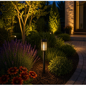 Грнутовый led светильник с датчиком освещения IP44 солнечная батарея 3000K