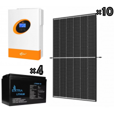 Сонячна електростанція 5500Вт: панелі 10×445Вт + гібридний дбж-інвертор 5500Вт HPC 48V MPPT 100А Wi-Fi чиста синусоїда +4шт LiFePO4 АКБ 160А