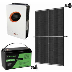 Солнечная электростанция для дома 3,6 кВт: инвертор 24V, панели 6×445 Вт, 4...