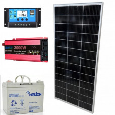 Солнечная панель 200W + инвертор 1500/3000Вт чистая синусоида + ШИМ 30А 12/...