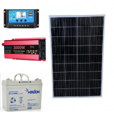 Солнечная панель 120W + инвертор 1500/3000Вт чистая синусоида + ШИМ 30А 12/...