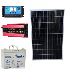 Солнечная панель 120W + инвертор 1500/3000Вт чистая синусоида + ШИМ 30А 12/...
